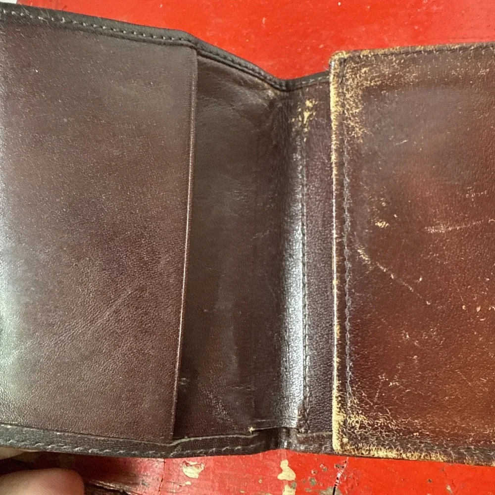 VTG Pierre Cardin DARK BROWN GENUINE LEATHER ID CARD BILL‎ HOLDER BIFOLD WALLET